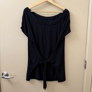 tonle Black Tie-Front Top in black size XL recycled fabric upcycle